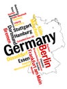 Germany map and cities Royalty Free Stock Photo