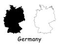 Germany Country Map. Black silhouette and outline isolated on white background. EPS Vector