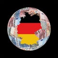 Germany map on euros globe Royalty Free Stock Photo