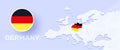 Germany map flag banner. Vector illustration with a map of Europe and highlighted country with national flag Royalty Free Stock Photo