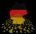 Germany map flag with euros foreground illustration Royalty Free Stock Photo