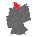 Germany map icon of Schleswig-Holstein, geography blank concept, isolated graphic background vector illustration Royalty Free Stock Photo