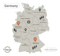 Germany map, individual regions with names, Infographics and icons