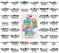 Germany map with largest cities skylines silhouettes vector set