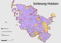 Map Administrative Structure State of Schleswig - Holstein Germany