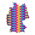 Germany Map with Multi Colored Brick Style Background Royalty Free Stock Photo