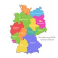 Germany map, new political detailed map, separate individual regions, with state names, isolated on white background 3D