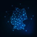 Germany map outline with stars and lines abstract framework