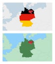 Germany map with pin of country capital. Two types of Germany map with neighboring countries Royalty Free Stock Photo