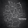 Germany map separate individual blackboard chalkboard
