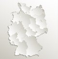 Germany map separate region individual blank card paper 3D natural raster