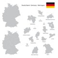 Germany map with separated federal state silhouettes