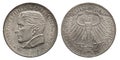 Germany 5 mark silver coin Eichendorff 1957