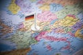 Germany marked with a flag on the map Royalty Free Stock Photo