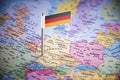 Germany marked with a flag on the map Royalty Free Stock Photo
