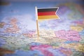Germany marked with a flag on the map Royalty Free Stock Photo