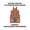 Germany, Mecklenburg-Vorpommern, Historic Centres Of Stralsund and Wismar line icon concept. Germany, Mecklenburg