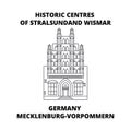 Germany, Mecklenburg-Vorpommern, Historic Centres Of Stralsundand Wismar line icon concept.