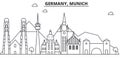 Germany, Munich architecture line skyline illustration. Linear vector cityscape with famous landmarks, city sights