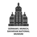 Germany, Munich, Bavarian National Museum travel landmark vector illustration