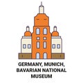 Germany, Munich, Bavarian National Museum travel landmark vector illustration