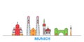 Germany, Munich line cityscape, flat vector. Travel city landmark, oultine illustration, line world icons