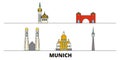 Germany, Munich flat landmarks vector illustration. Germany, Munich line city with famous travel sights, skyline, design