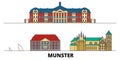 Germany, Munster flat landmarks vector illustration. Germany, Munster line city with famous travel sights, skyline