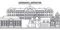 Germany, Munster line skyline vector illustration. Germany, Munster linear cityscape with famous landmarks, city sights