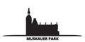 Germany, Muskauer Parki city skyline isolated vector illustration. Germany, Muskauer Parki travel black cityscape Royalty Free Stock Photo