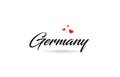 Germany name country word with three red love heart. Creative typography logo icon design