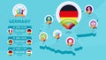 Germany natioanal team matches on Isometric map vector illustration. Football 2020 tournament final stage infographic and country Royalty Free Stock Photo