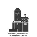 Germany, Nuremberg, Nuremberg Castle travel landmark vector illustration