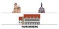 Germany, Nuremberg flat landmarks vector illustration. Germany, Nuremberg line city with famous travel sights, skyline