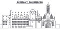 Germany, Nuremberg line skyline vector illustration. Germany, Nuremberg linear cityscape with famous landmarks, city