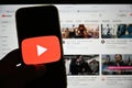 Germany - October 22,2025: Youtube logo app on phone Royalty Free Stock Photo