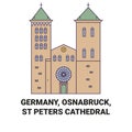 Germany, Osnabruck,St Peters Cathedral travel landmark vector illustration