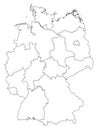 Germany outline map with federal states isolated on white background.