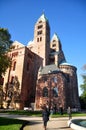 Germany people and foreigner travelers walking travel visited and respect praying angel god of Speyer Cathedral on main street at