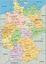 Germany - Highly detailed editable political map with separated layers. Royalty Free Stock Photo