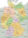 Germany - Highly detailed editable political map with separated layers. Royalty Free Stock Photo