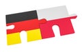 German Flag And Polish Flag Puzzle Pieces, 3d illustration isolated on white background Royalty Free Stock Photo