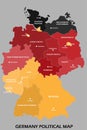 Germany political map divide by state colorful outline simplicity style