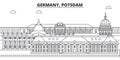 Germany, Postdam line skyline vector illustration. Germany, Postdam linear cityscape with famous landmarks, city sights