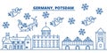 Germany, Postdam winter city skyline. Merry Christmas, Happy New Year