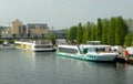 Germany, Potsdam, Alte Fahrt, pleasure boats near the pier