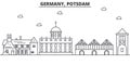 Germany, Potsdam architecture line skyline illustration. Linear vector cityscape with famous landmarks, city sights