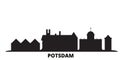 Germany, Potsdam city skyline isolated vector illustration. Germany, Potsdam travel black cityscape