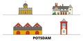 Germany, Potsdam flat landmarks vector illustration. Germany, Potsdam line city with famous travel sights, skyline