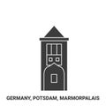 Germany, Potsdam, Marmorpalais travel landmark vector illustration